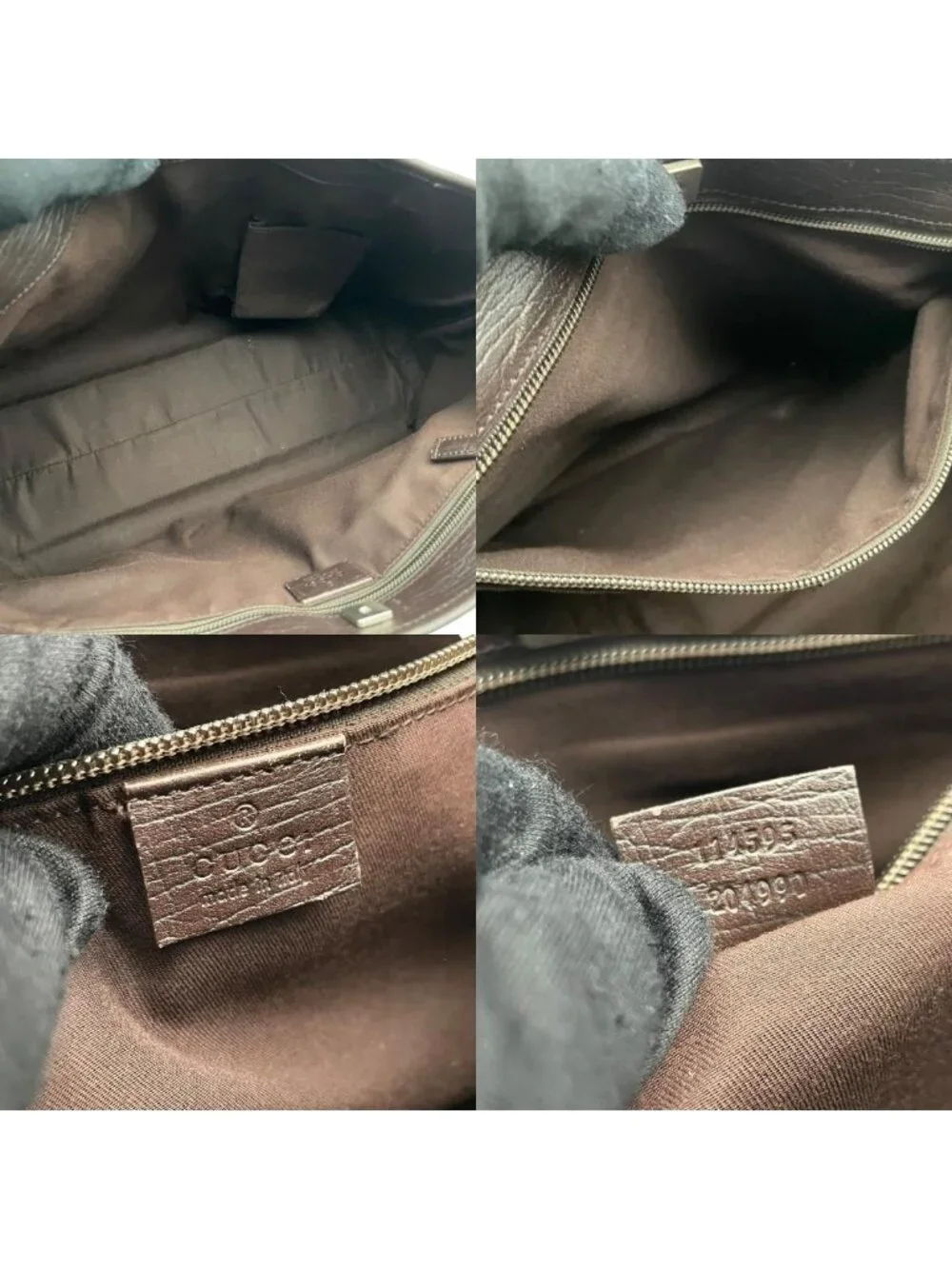Gucci Tote Handle GG Supreme Leather Gray Judah Brown Silver Classic Simple